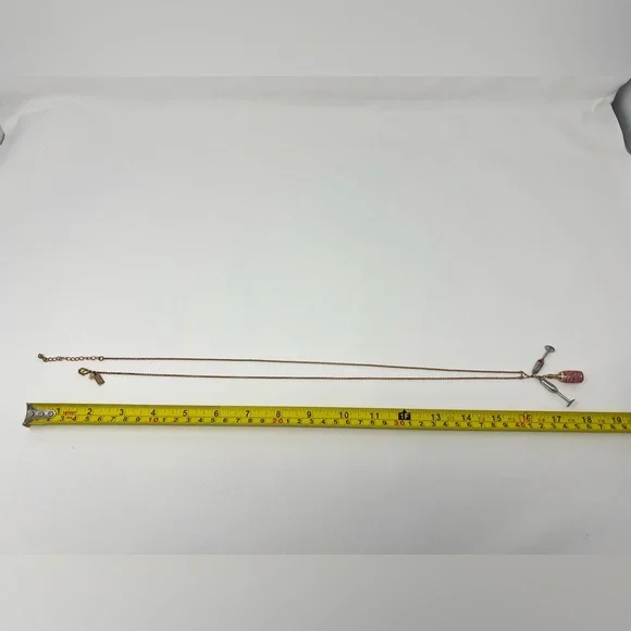 Pink Champagne Pendant Necklace Rose Gold Statement Jewelry Bridal Bride Wedding - Picture 13 of 17